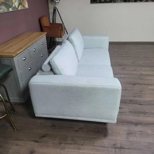 Designer gray fabric sofa three-seater new with metal legs