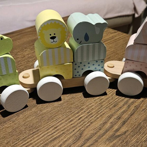 Wooden train with animals like new