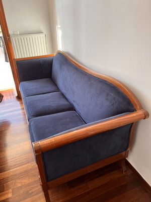 Solid wood three-seater sofa used, classic style