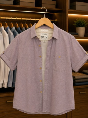 Tom Tailor Denim Shirt, cotton, size M-L, beige and purple