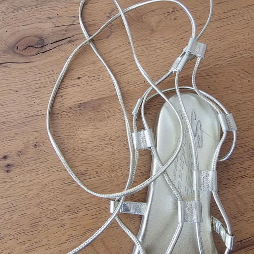 Sante Lace Up Flat Sandals Like New, Gold Color, Size 38