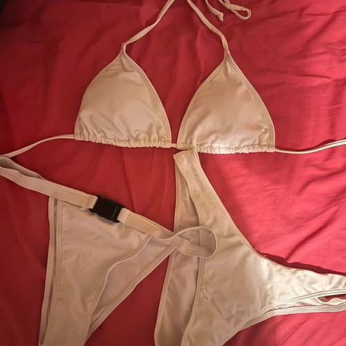 Ivory triangle bikini set like new, classic and timeless design