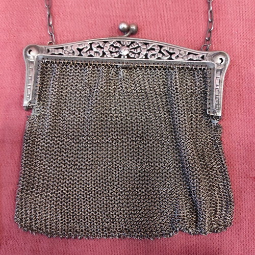 Vintage women's mesh purses like new, set of 3, alpacca and silver