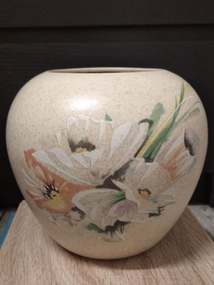 Vintage ceramic vase hand-painted, German 1960s