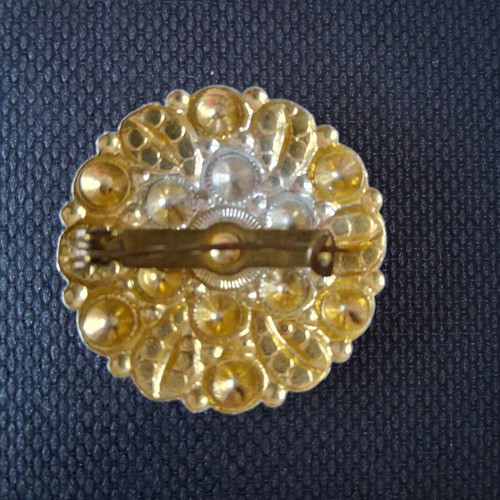 Women's vintage 60's brooch used, multicolored with zircon stones