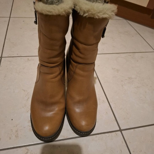 Boots with fur used, size 38, beige leather