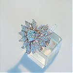  Fashion 925 ασημενιο δαχτυλιδι με white crystals σε κοπη μπριγιαν. ^46