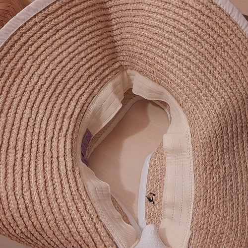 Straw beach hat like new, beige, size L