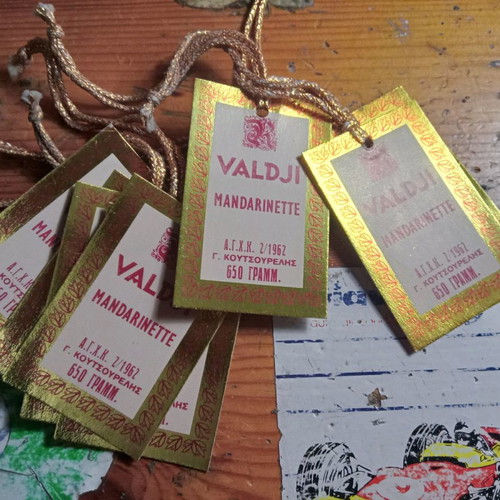 Drink labels new, Kissamos white wine and Valdji Mandarinette 1962