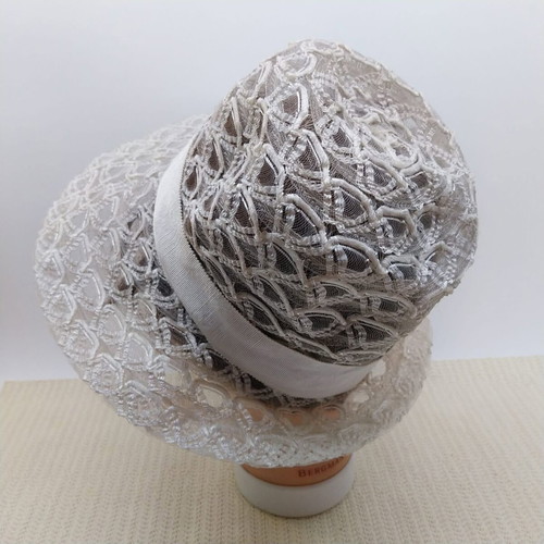 Retro women's summer hat, white, size S
