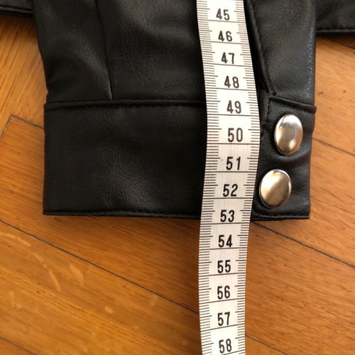 Black biker faux leather jacket used, size S/M