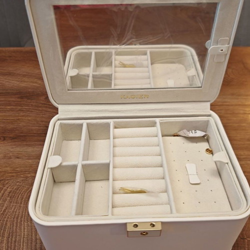 Jewelry box new, white with drawers and compartments