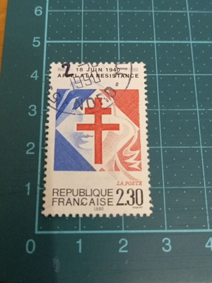 France Stamp 1990 50th Anniversary of De Gaulle's Call to Resist like new