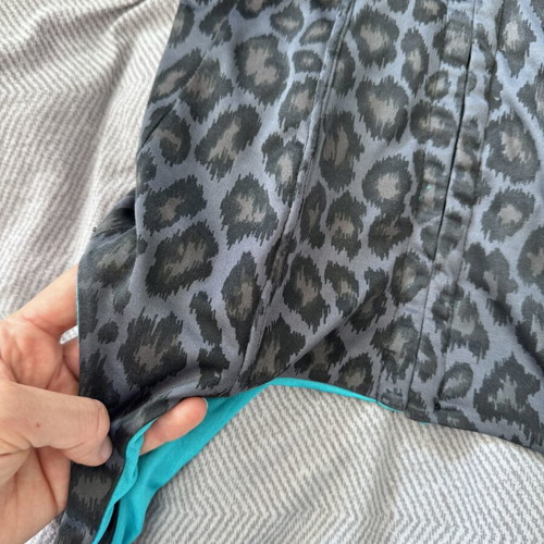 Vintage Leopard Bustier Corset used, size S/XS, grey-turquoise
