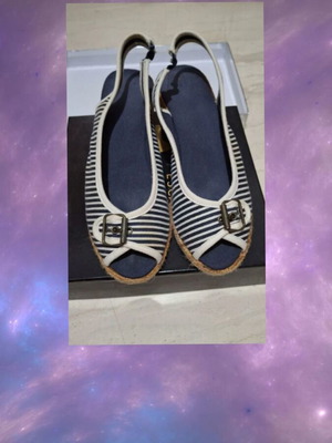 Striped espadrilles like new, navy blue and white, size 36