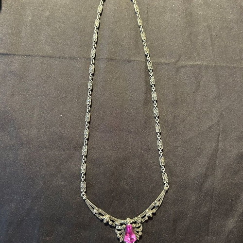Vintage silver necklace 925 with purple stone like new