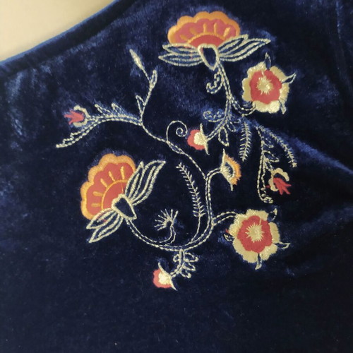 Primark long-sleeve blue velvet dress new, size 38