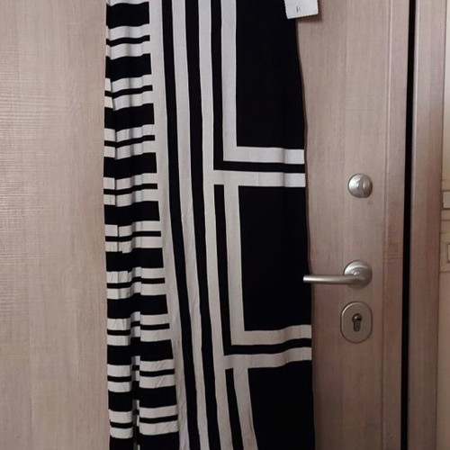 Long black and white dress new 100% viscose Greek made