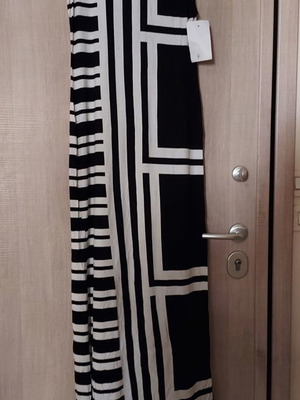 Long black and white dress new 100% viscose Greek made