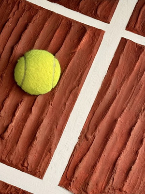 Relief painting of tennis court new