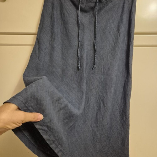 Dusty Blue Set like new, linen midi skirt and top with V-neck
