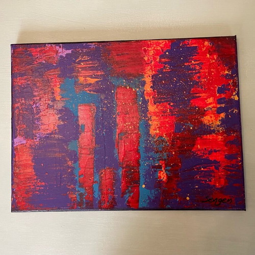 Abstract painting with acrylics Urban Sunset like new