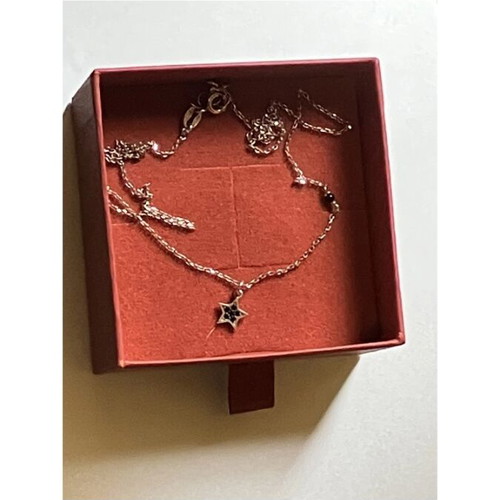 Silver necklace with rose gold plating and black zircon, like new