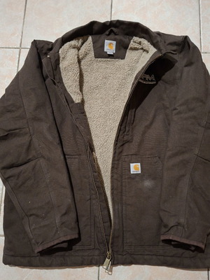 Carhartt Sherpa Lined Washed Duck Canvas Workwear Jacket, XL