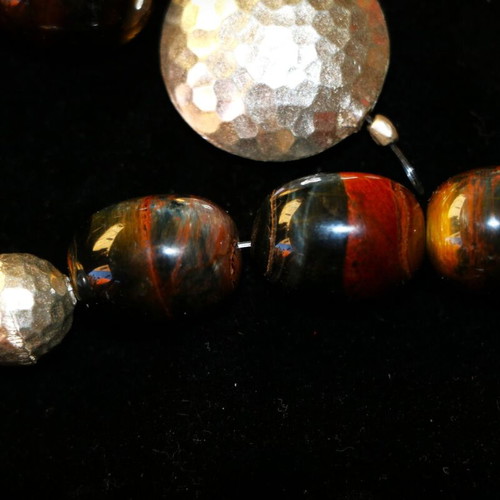Begleri with genuine Tiger's Eye mineral and solid 925 silver, handmade, INDICO JEWELLS