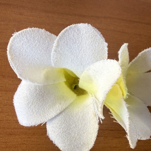 Hair clip with white and yellow flowers