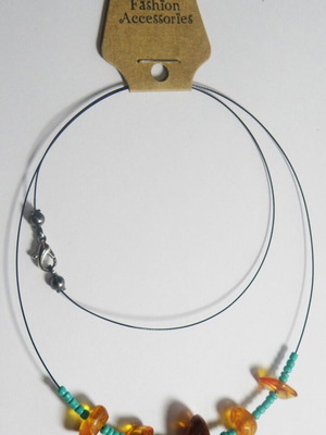 Necklace made of Genuine Baltic Amber and Turquoise Beads
