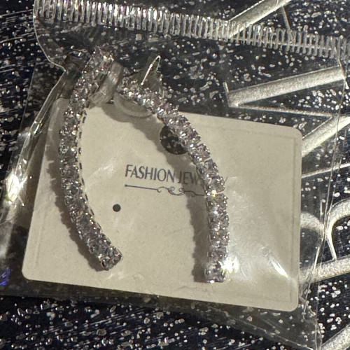 Ear Climber earrings new, silver with rhinestones