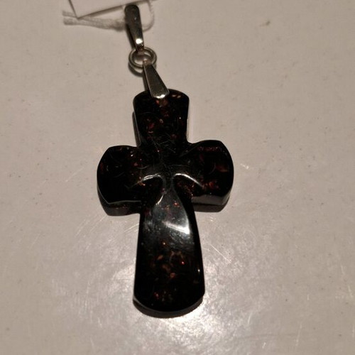Cross made of natural black Baltic amber new