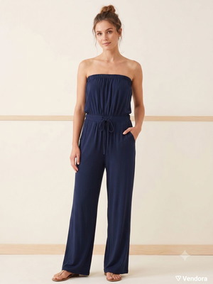 Strapless Jumpsuit like new, dark blue, comfortable fit