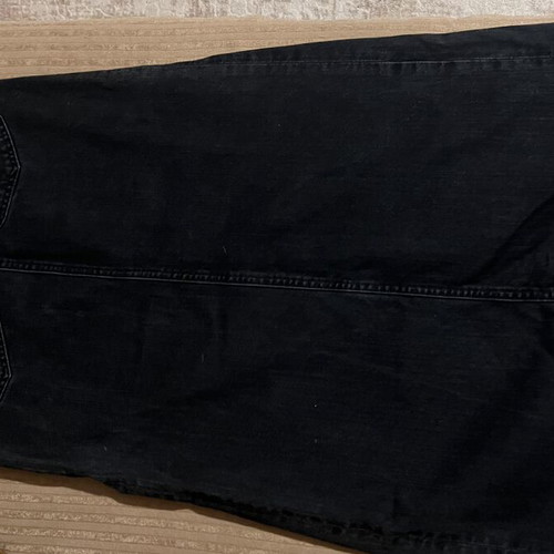 Unique black maxi denim skirt with lace-up details, like new