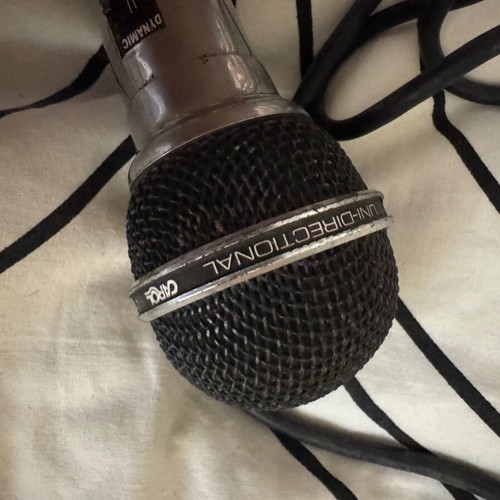 Dynamic microphone used with cable and on/off switch