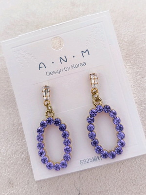 Purple dangle earrings new, stainless steel with gold tone