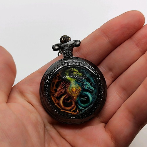 Pocket watch new with dragons design