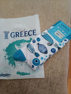 ATP Greece socks new, size 41-46, white and blue