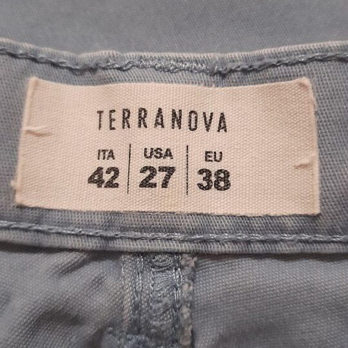 Terranova women's high-waisted blue jeans used, flare with frayed hem