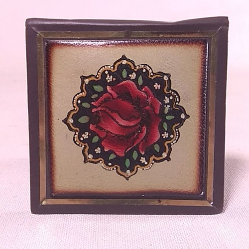 Vintage Folding Mirror with Embossed Rose Used