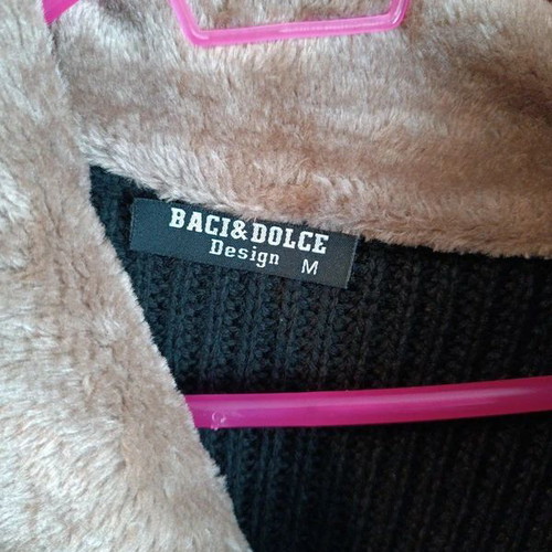 Knitted men's cardigan size M, like new, black and brown