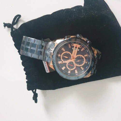 Curren wristwatch men's new waterproof with leather case