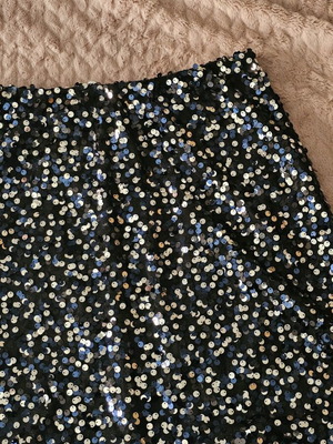 XXLOVE φούστα μίνι με παγιέτες σαν καινούργια, γκρι και μπλε