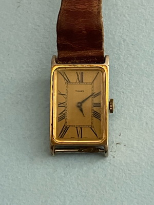 Timex Vintage 1976 Χρυσός Ανδρικός Ρολόι Tank Ρωμαϊκό Μεταχειρισμένο