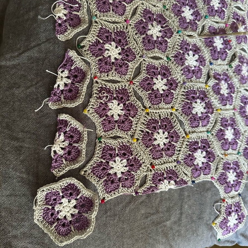 Handmade blouse with cotton yarn made to order, white and gray