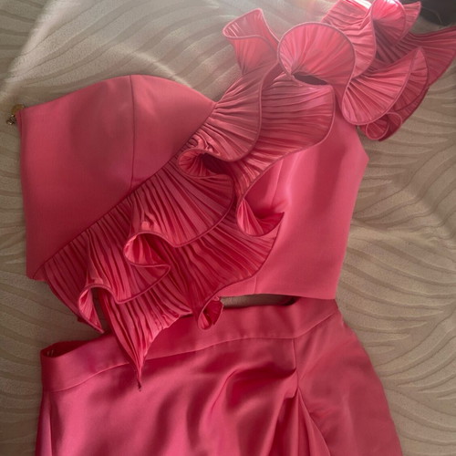 Summer cocktail set skirt with top like new, pink