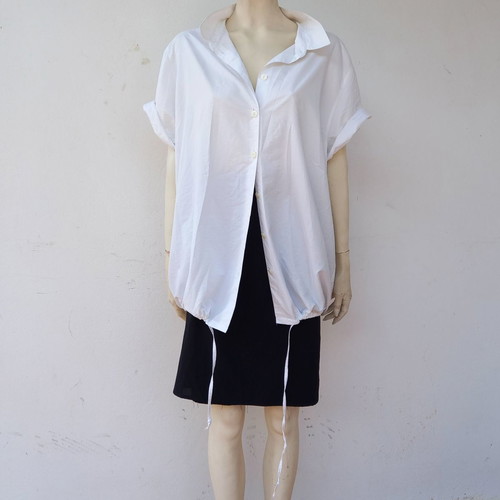 Oversize white shirt used with drawstring detail