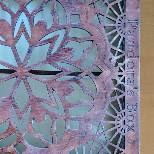 Wooden Handmade Organizer Pandora's Box with Mandala Design