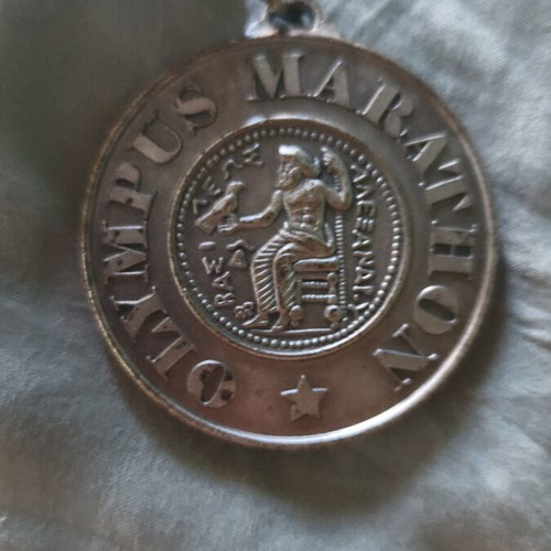Olympus Marathon medal used, 3rd finish
